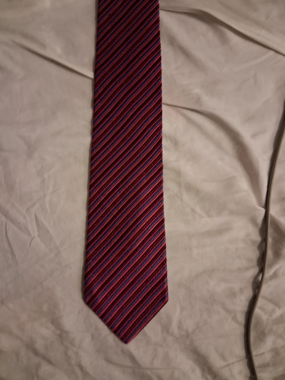 Men's Red and Purple Diagonal Stripe Dress Tie